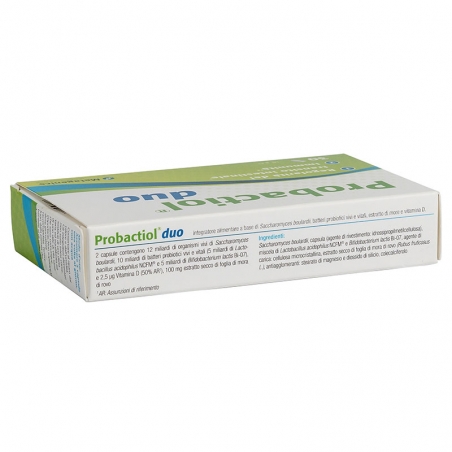 immagine della confezione Integratore Probactiol Duo 30 capsule di Metagenics, ingredienti immagine della confezione Integratore Probactiol Duo 30 capsule di Metagenics, ingredienti